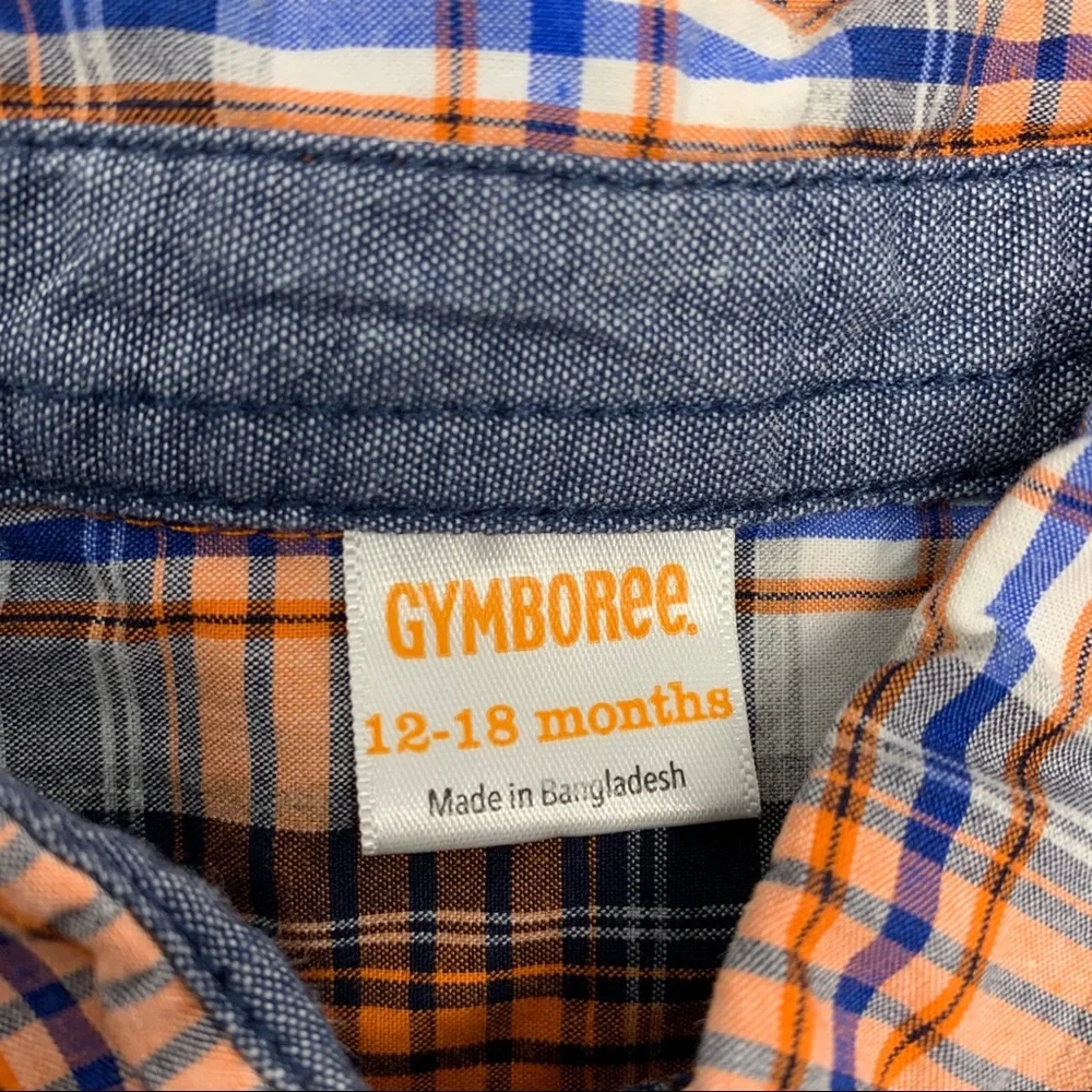 Gymboree orange plaid‎ button front 12-18 month